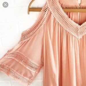 Anthropologie Heartloom Pink Boho Crochet Blouse